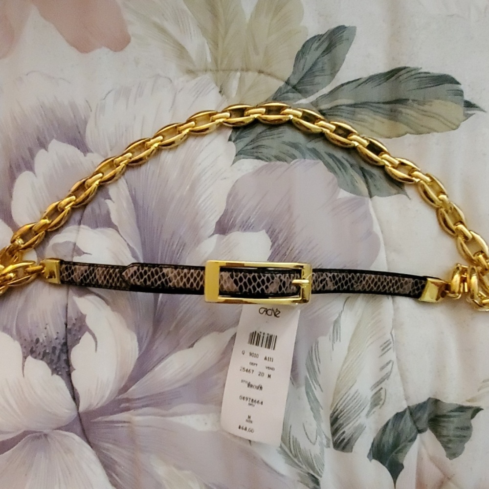 Cache snakeskin chain belt